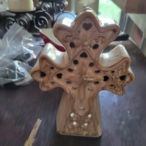 Ceramic cross tea light holder [rare]